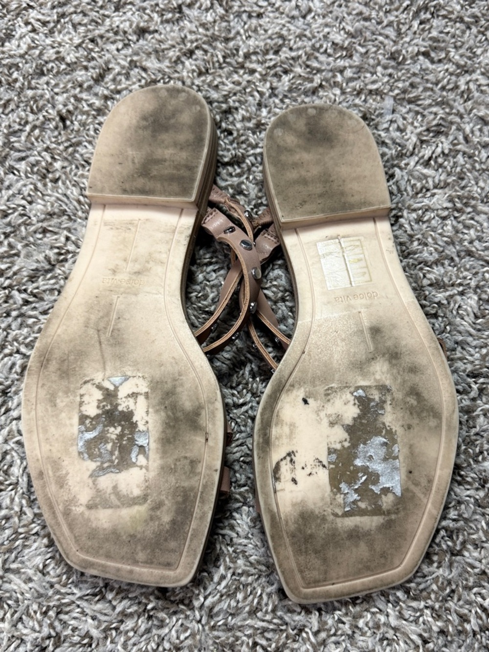 Dolce Vita Nude Studded Triple-Strap Slide Sandals - Picture 6 of 7